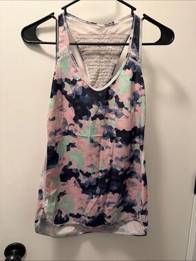 lululemon athletica Pink, Navy & Mint Camo V-Neck Tank